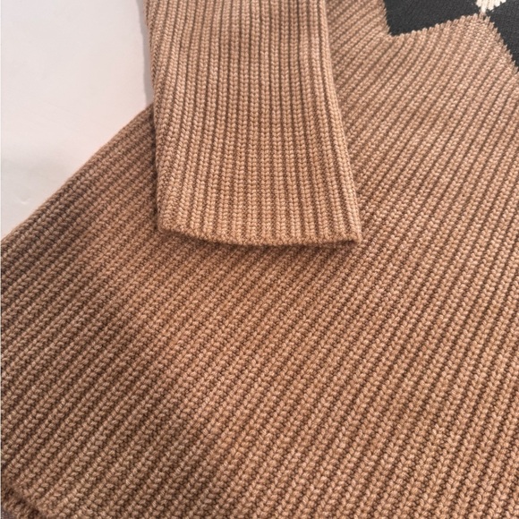 Sandro Paris Geometric Knit Sweater Black Tan Cream Colorblock Size 3 - Picture 4 of 15